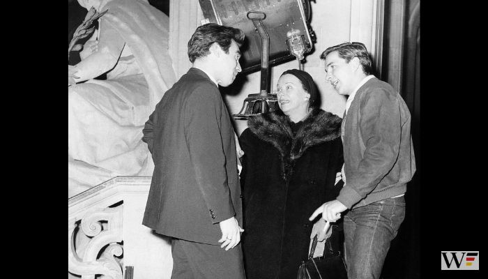 Mutter Berta Helene Drews und dem Regisseur Jürgen Goslar zu dem Spielfilm 'Das Mädchen und der Staatsanwalt